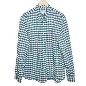 J Crew Secret Wash Shirt Classic Fit Teal Plaid Mens XL Button Down Long Sleeve